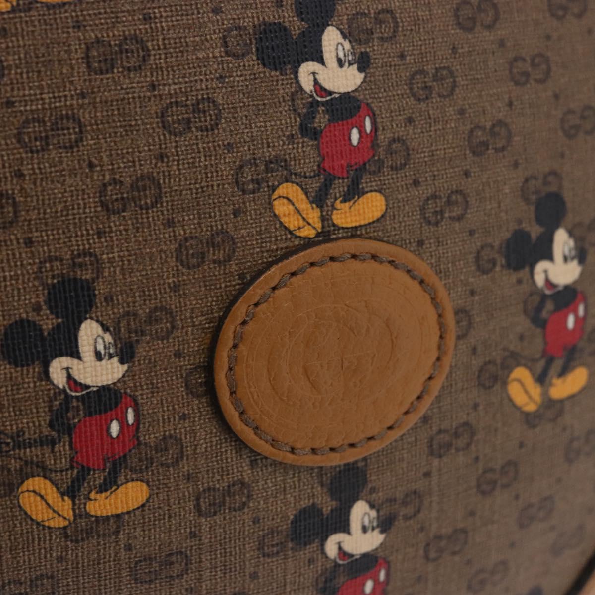 GUCCI x Disney MicroGG Mickey Shoulder Bag PVC Beige Gold 603938 Auth ka6167