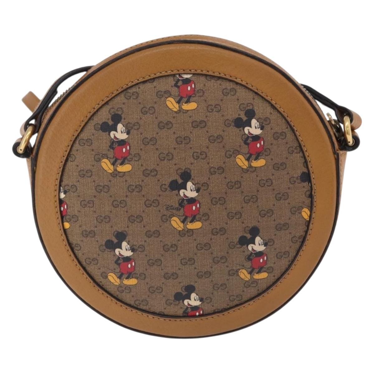 GUCCI x Disney MicroGG Mickey Shoulder Bag PVC Beige Gold 603938 Auth ka6167