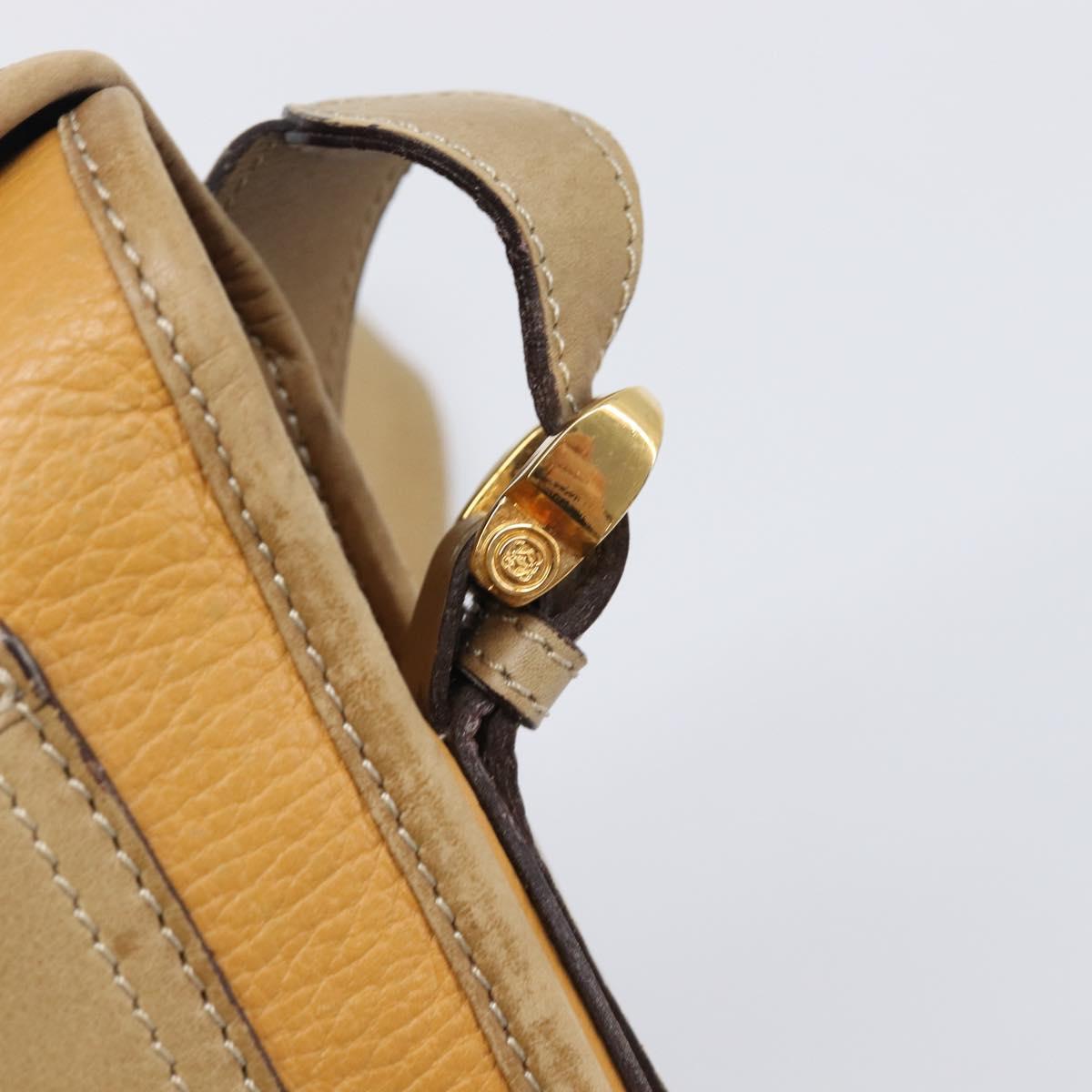 LOEWE Shoulder Bag Leather Beige Gold Tone Auth ka6169