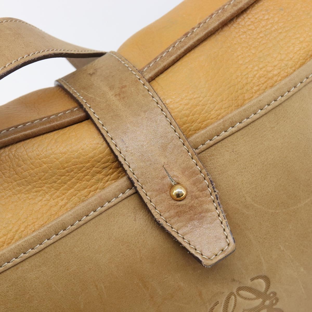 LOEWE Shoulder Bag Leather Beige Gold Tone Auth ka6169
