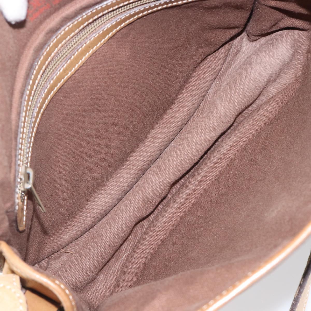 LOEWE Shoulder Bag Leather Beige Gold Tone Auth ka6169