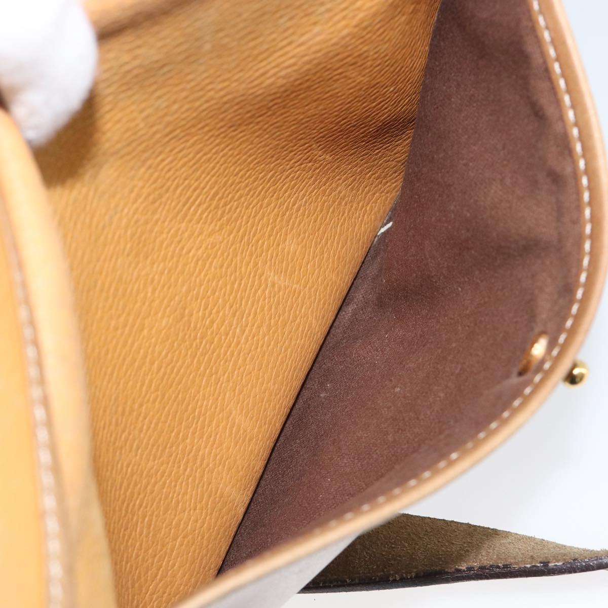 LOEWE Shoulder Bag Leather Beige Gold Tone Auth ka6169