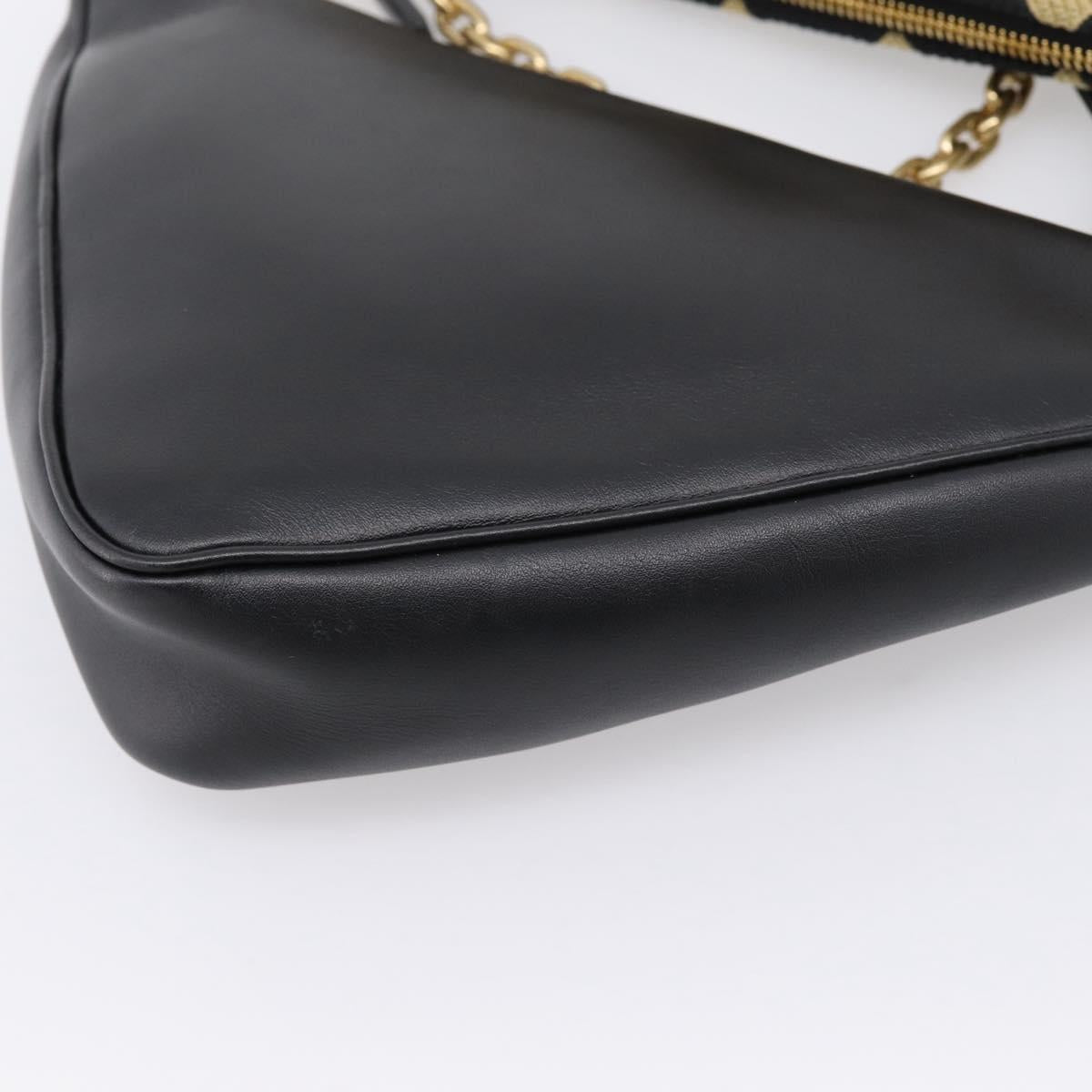 PRADA Triangle Hand Bag Canvas Leather 2way Beige Black 1BC176 Auth ka6170M