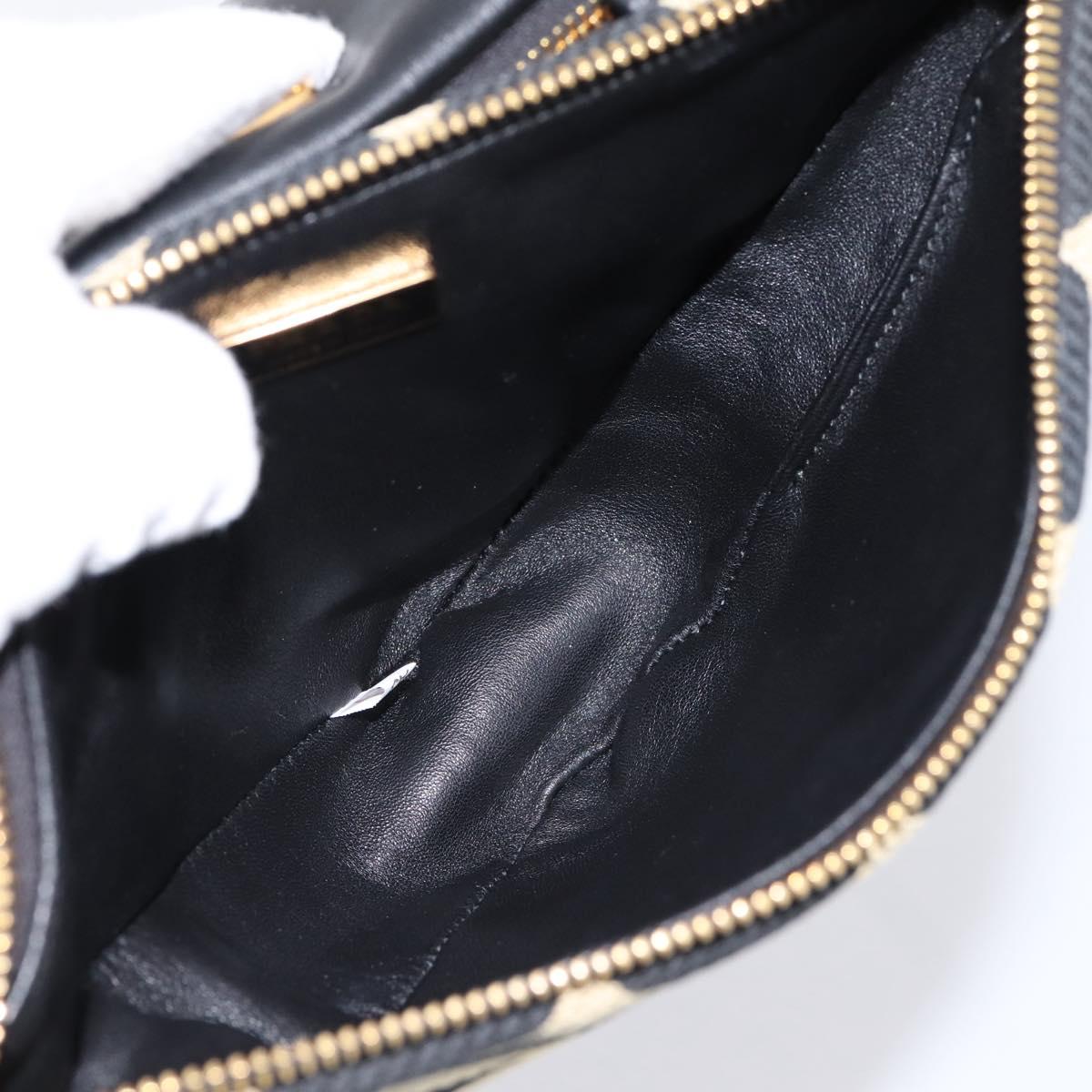 PRADA Triangle Hand Bag Canvas Leather 2way Beige Black 1BC176 Auth ka6170M