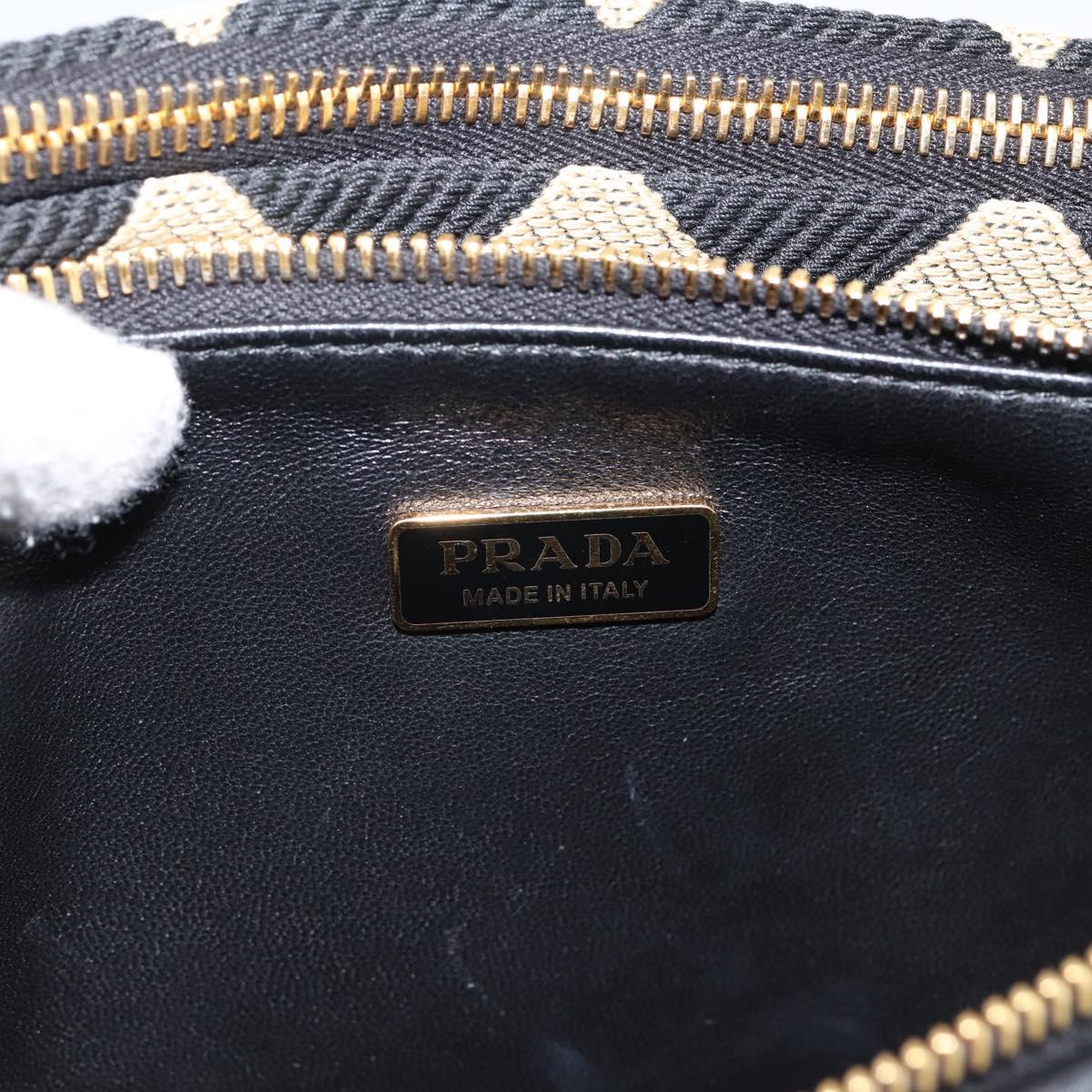PRADA Triangle Hand Bag Canvas Leather 2way Beige Black 1BC176 Auth ka6170M