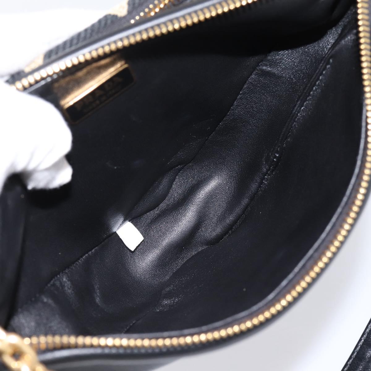 PRADA Triangle Hand Bag Canvas Leather 2way Beige Black 1BC176 Auth ka6170M