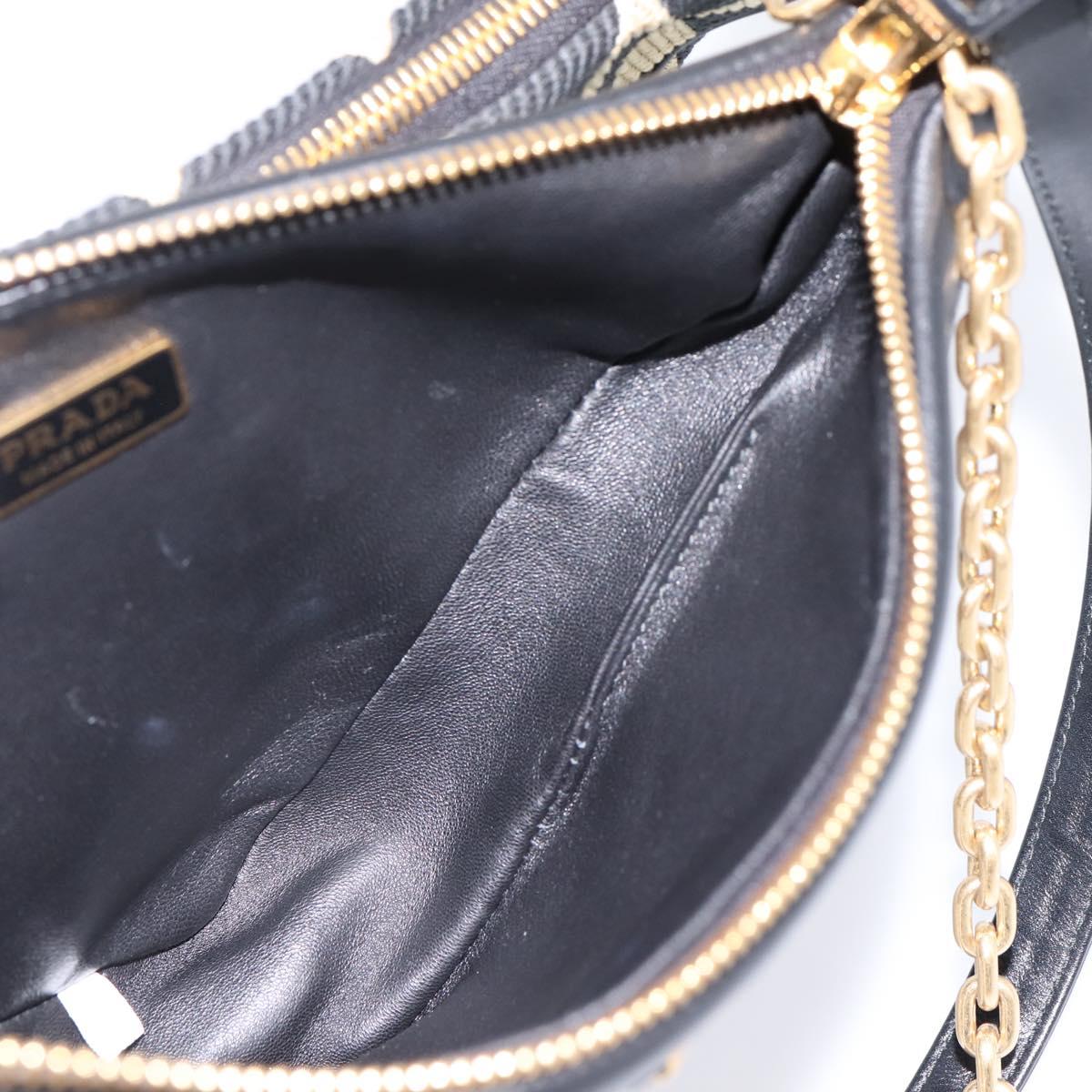 PRADA Triangle Hand Bag Canvas Leather 2way Beige Black 1BC176 Auth ka6170M