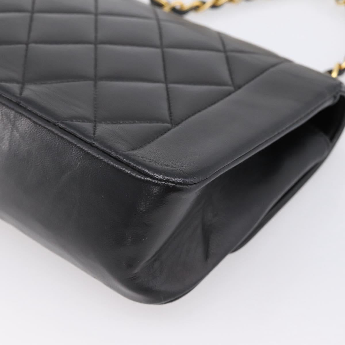CHANEL Diana Chain Shoulder Bag Lamb Skin Black Gold Tone CC Auth ka6172SAV