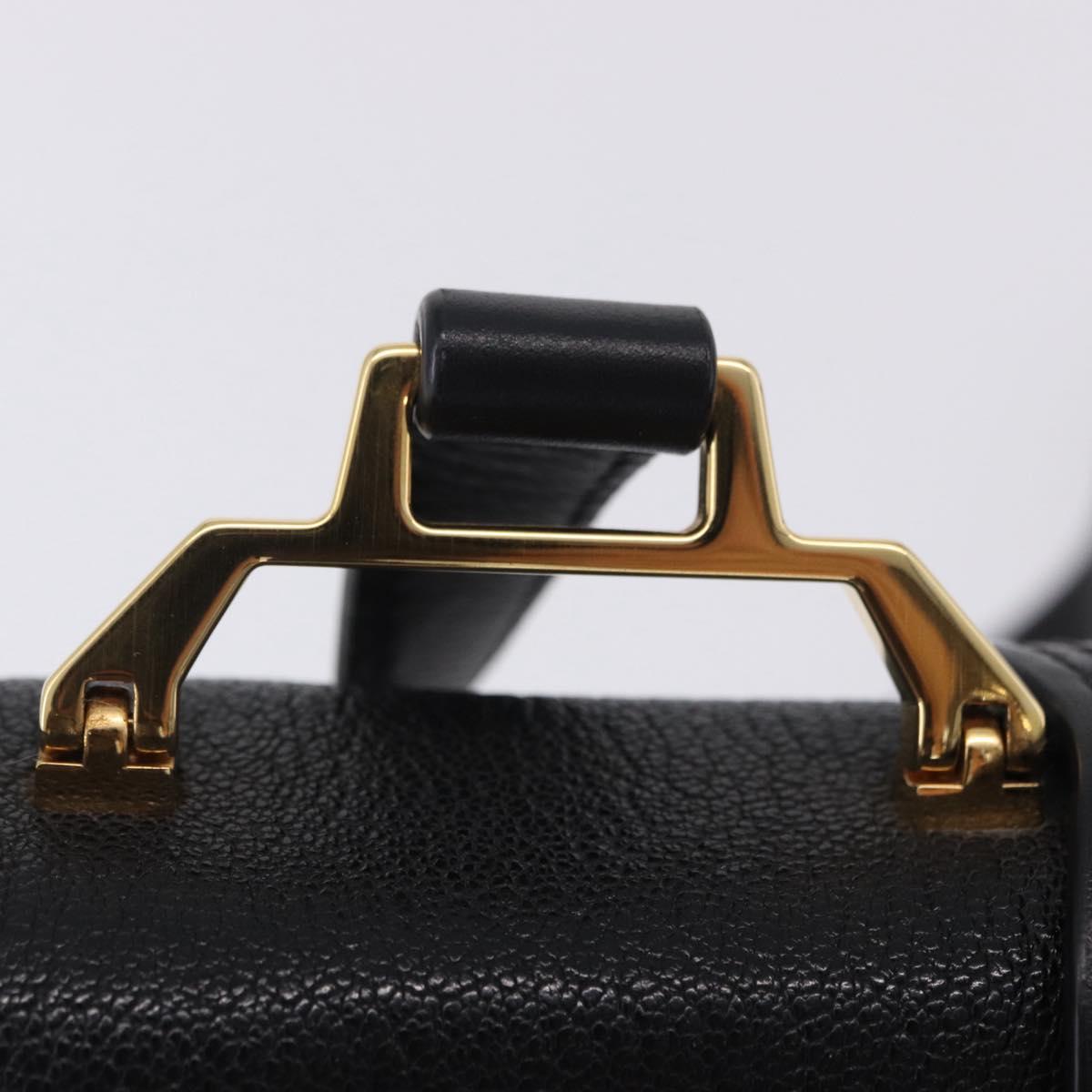 Miu Miu Shoulder Bag Leather Black Gold Tone Auth ka6173M