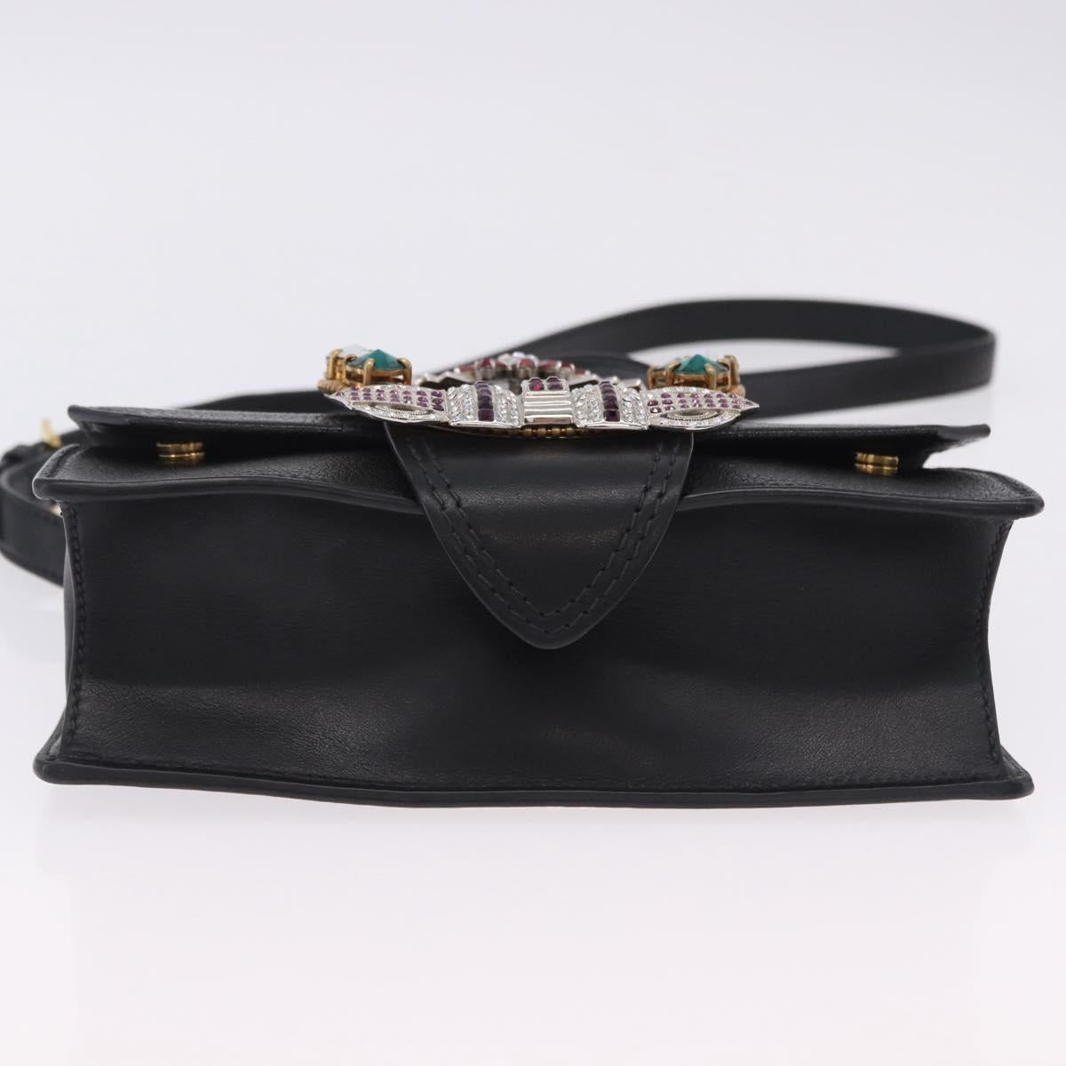 Miu Miu Shoulder Bag Leather Black Gold Tone Auth ka6173M