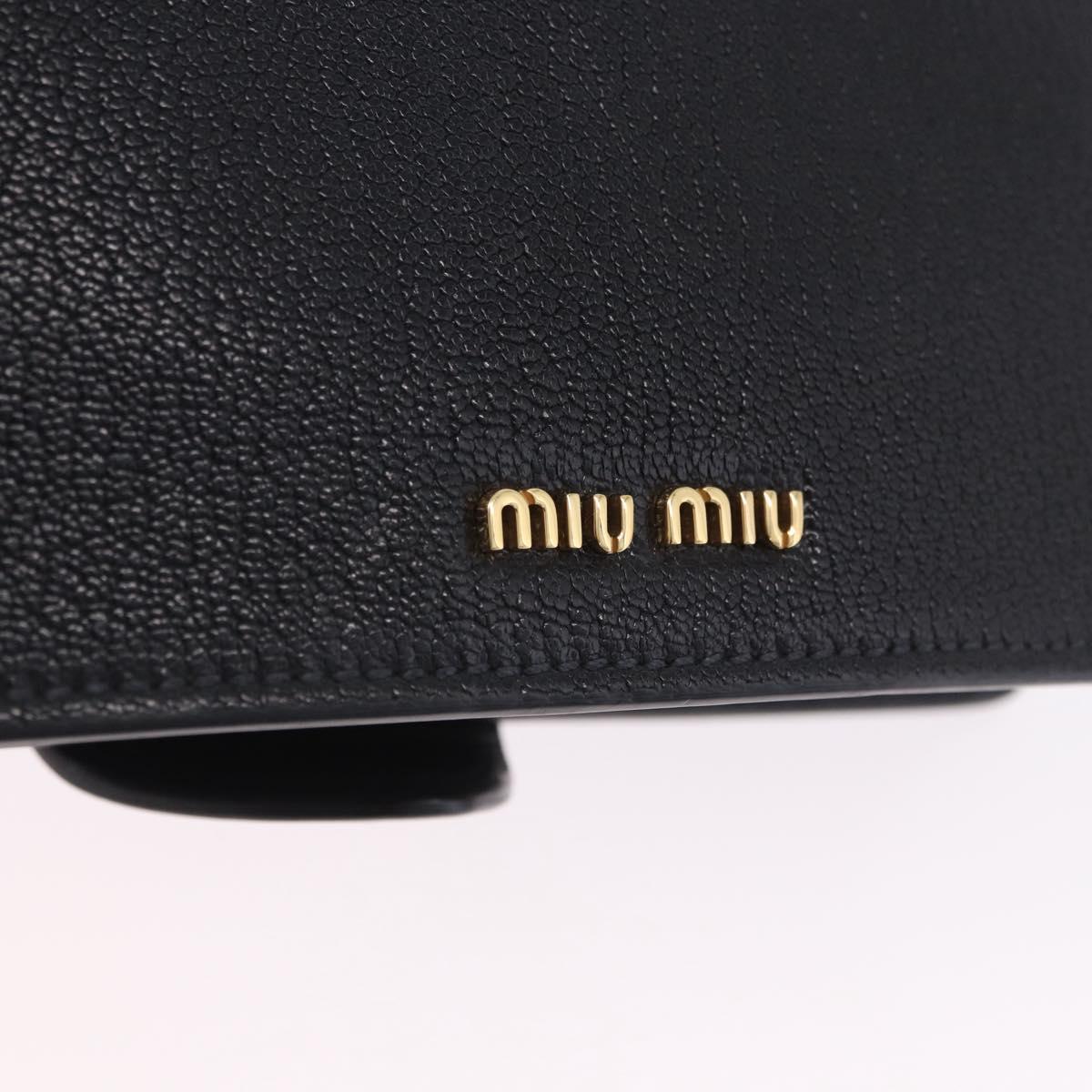 Miu Miu Shoulder Bag Leather Black Gold Tone Auth ka6173M