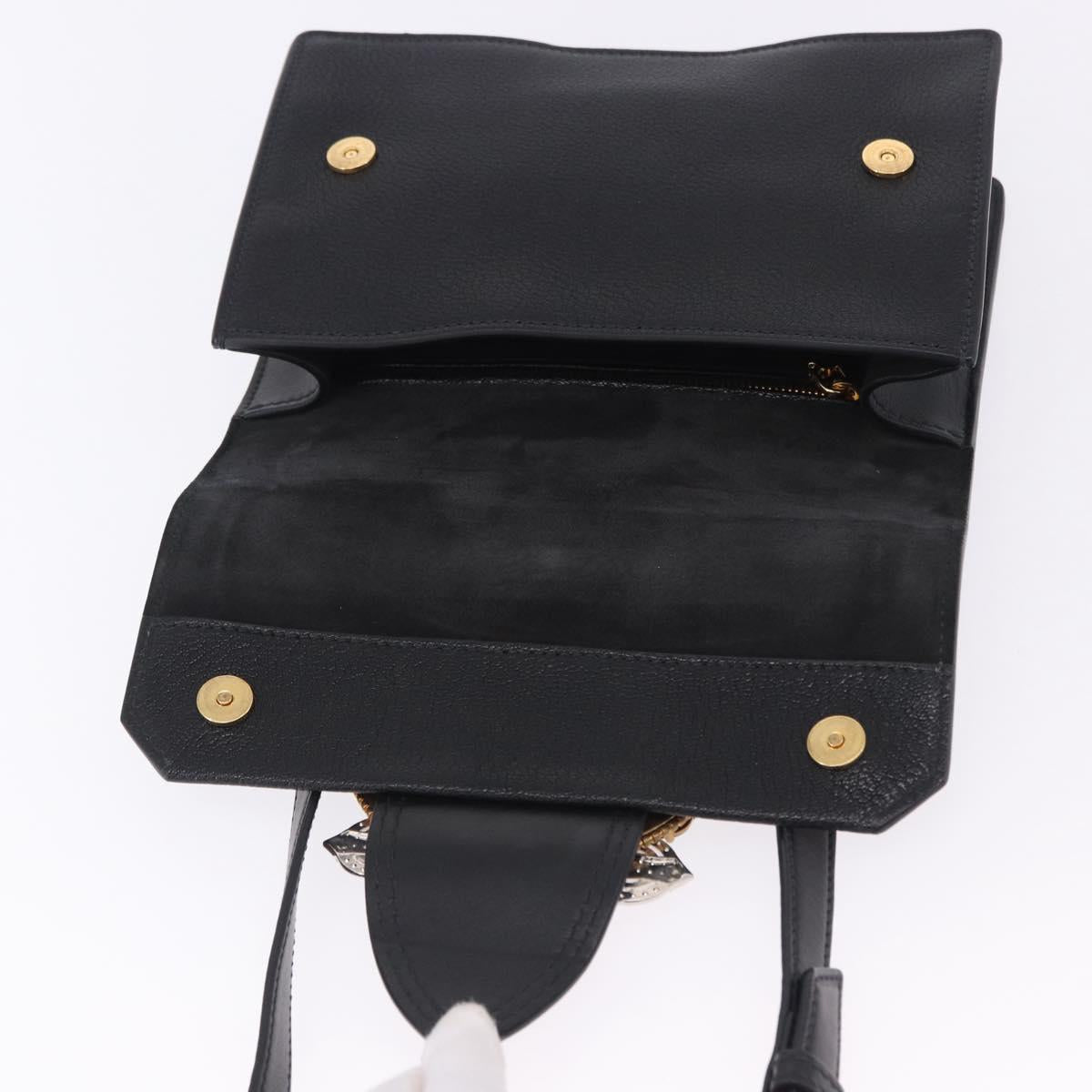 Miu Miu Shoulder Bag Leather Black Gold Tone Auth ka6173M