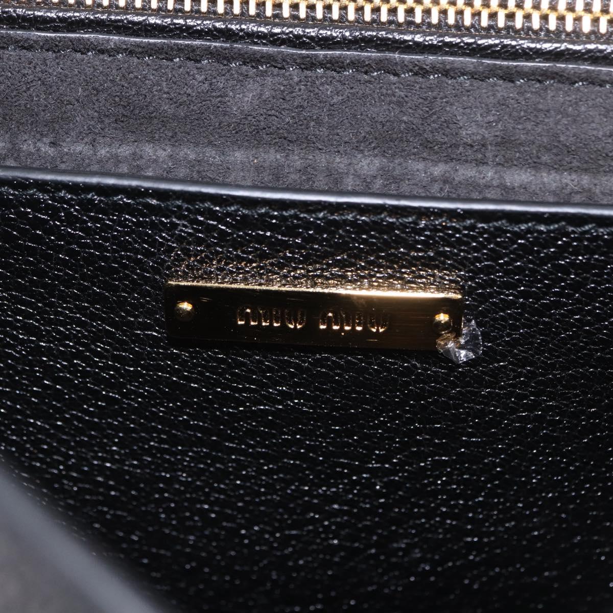 Miu Miu Shoulder Bag Leather Black Gold Tone Auth ka6173M