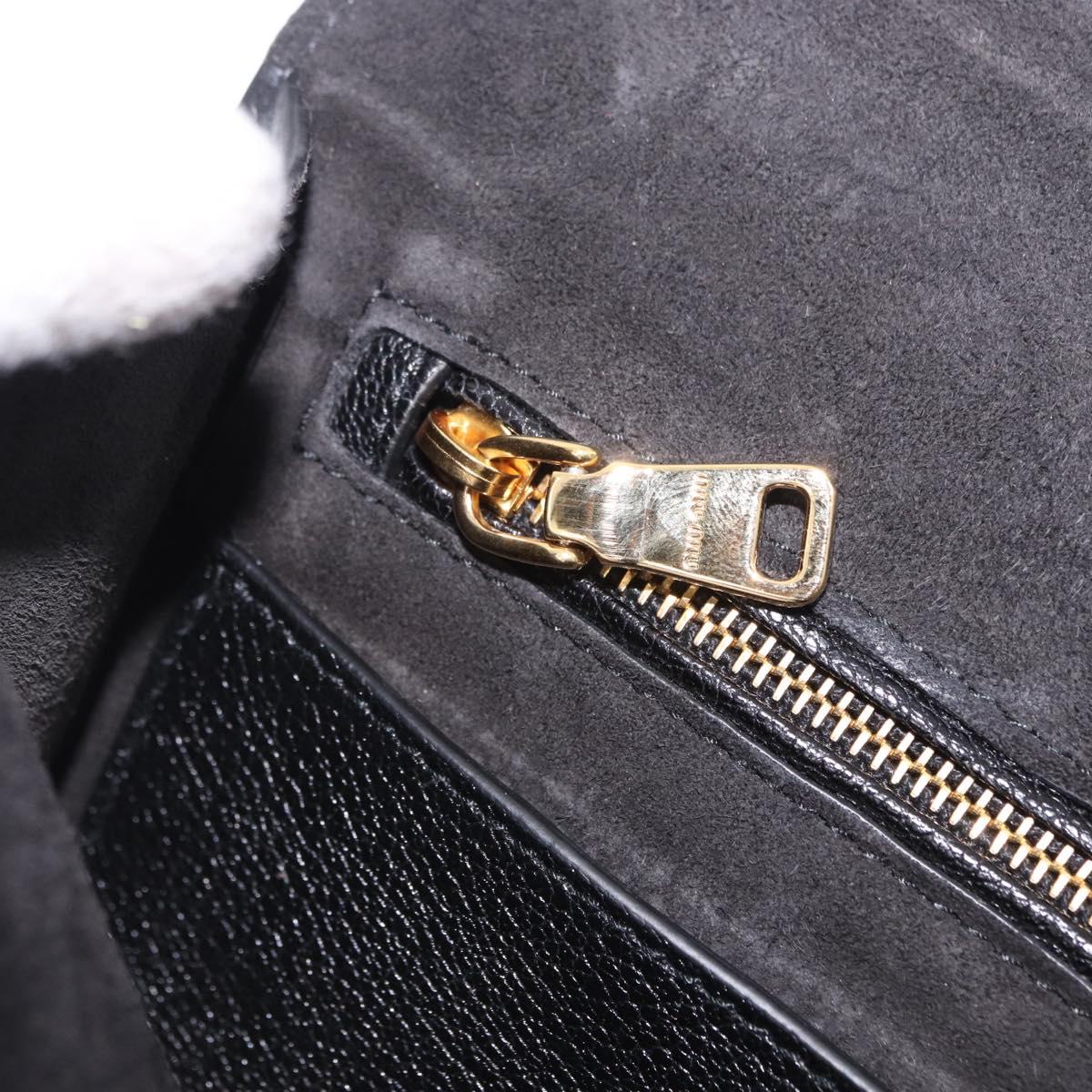 Miu Miu Shoulder Bag Leather Black Gold Tone Auth ka6173M