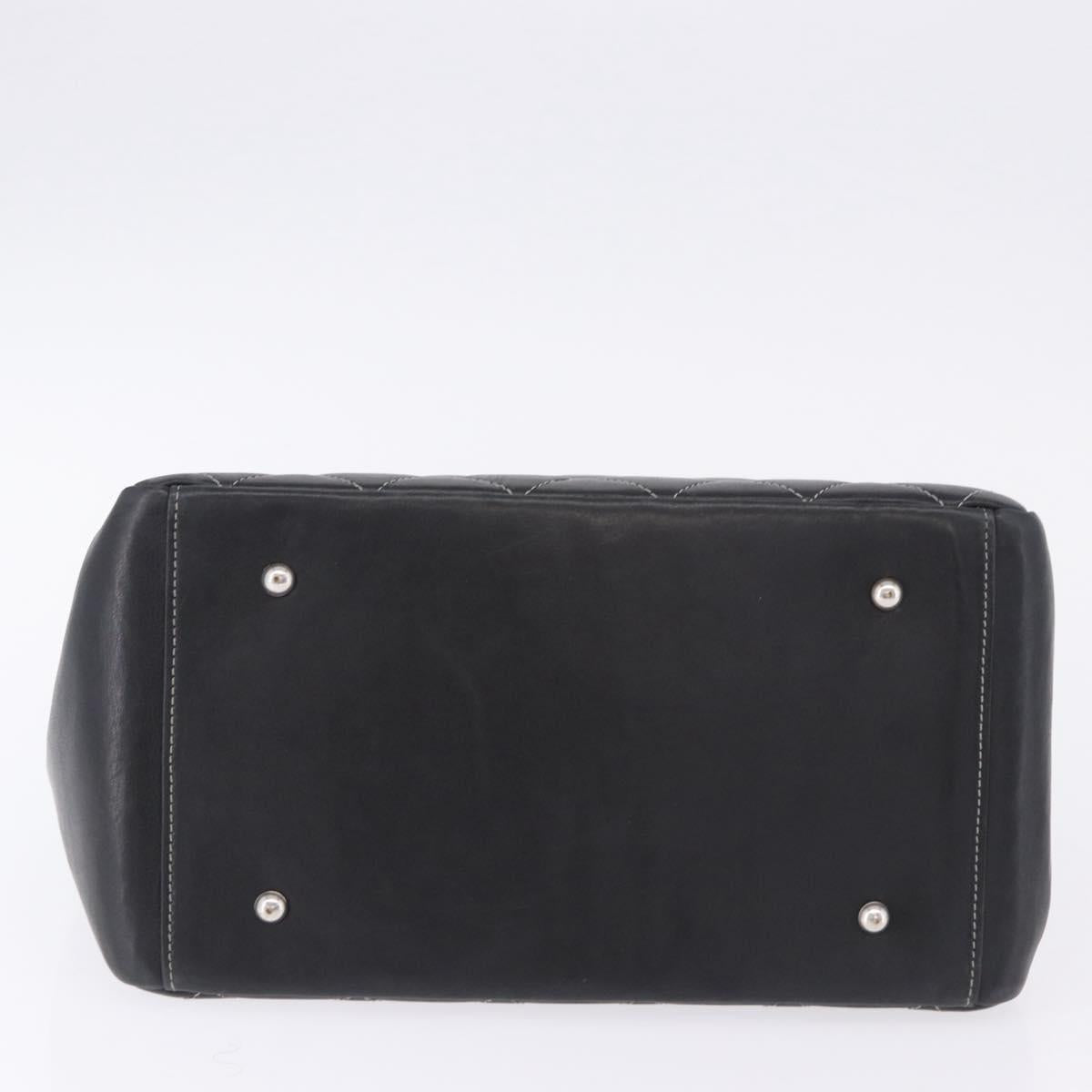 CHANEL Matelasse Chain Hand Bag Leather Black Silver CC Auth ka6174SAV