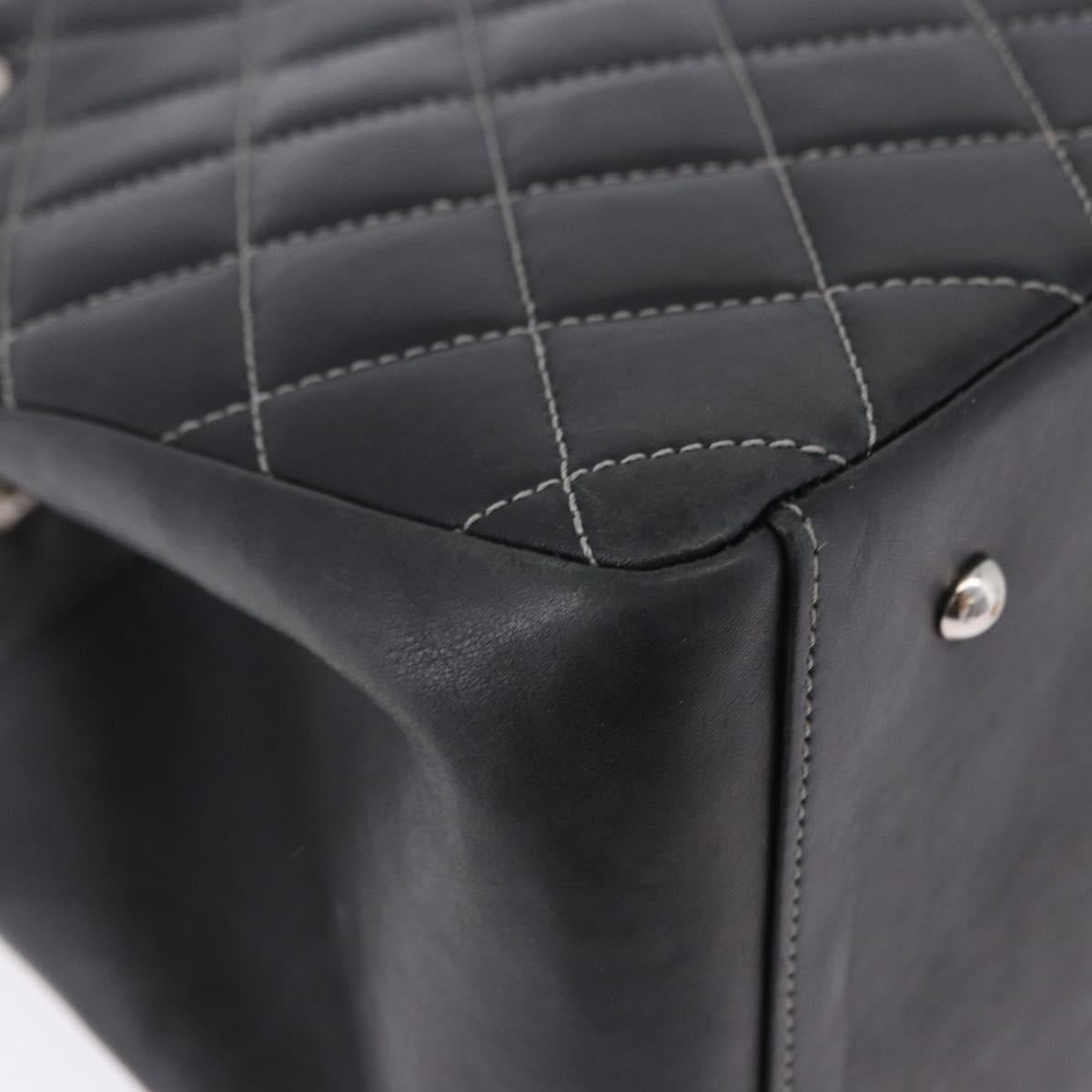 CHANEL Matelasse Chain Hand Bag Leather Black Silver CC Auth ka6174SAV