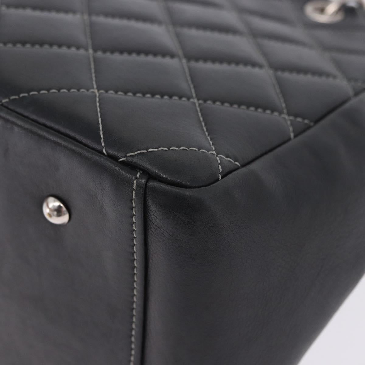 CHANEL Matelasse Chain Hand Bag Leather Black Silver CC Auth ka6174SAV