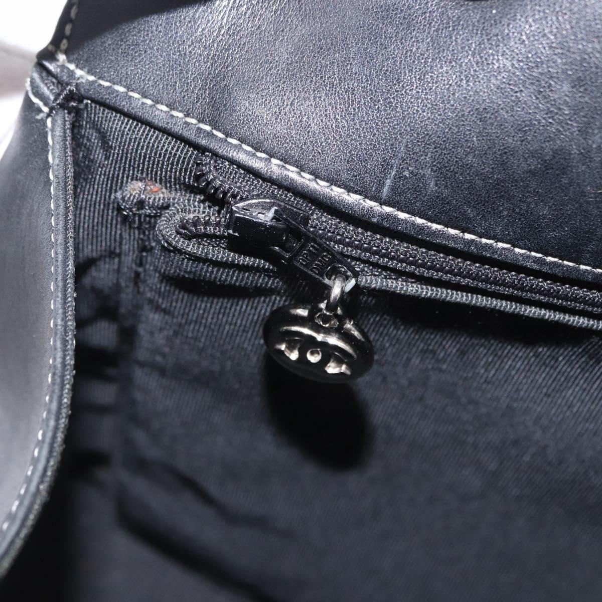 CHANEL Matelasse Chain Hand Bag Leather Black Silver CC Auth ka6174SAV