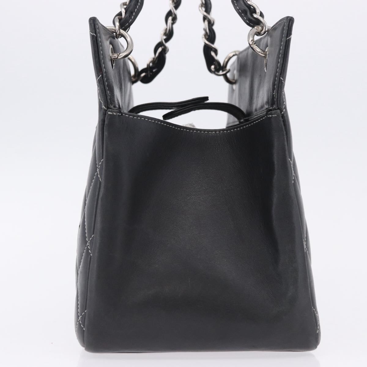 CHANEL Matelasse Chain Hand Bag Leather Black Silver CC Auth ka6174SAV