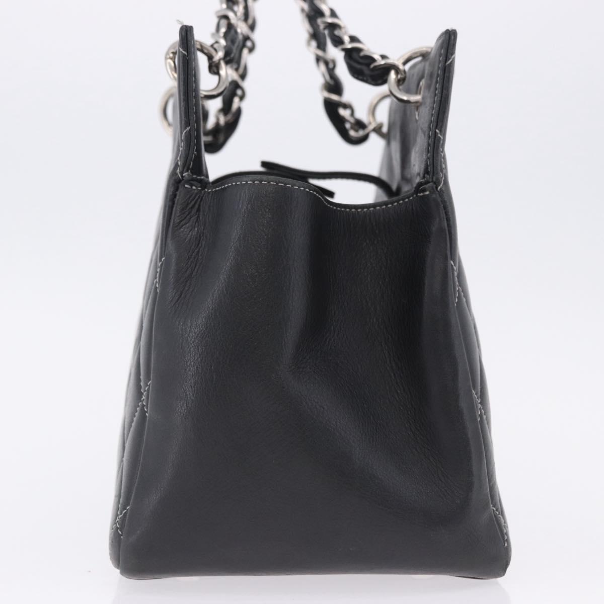 CHANEL Matelasse Chain Hand Bag Leather Black Silver CC Auth ka6174SAV