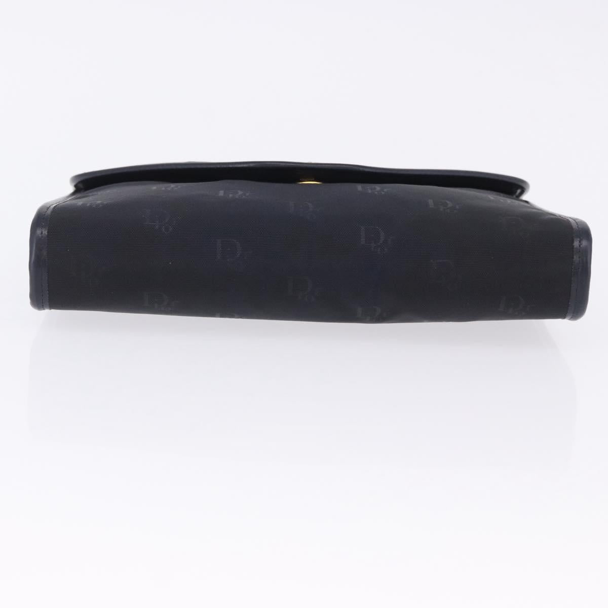 Christian Dior Chain Shoulder Bag Canvas Black Gold Tone Auth ka6175