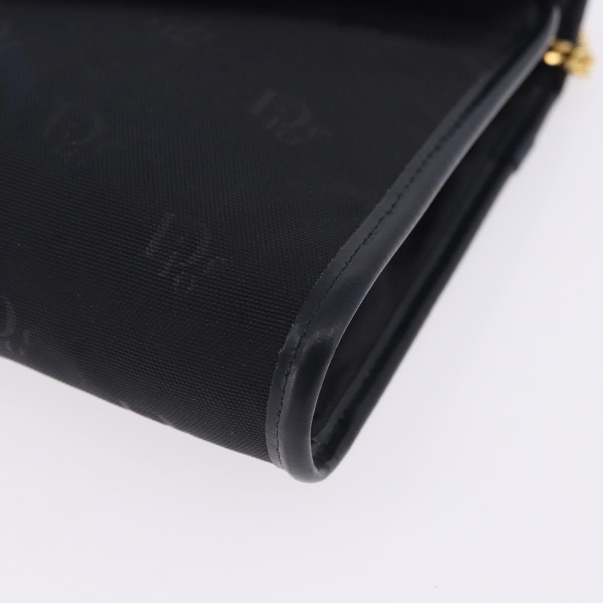 Christian Dior Chain Shoulder Bag Canvas Black Gold Tone Auth ka6175