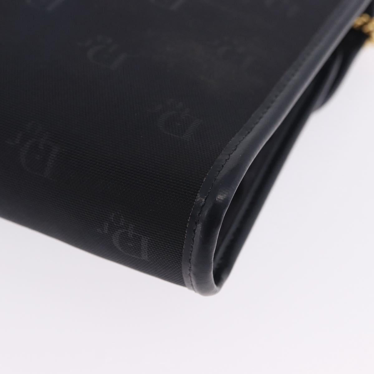 Christian Dior Chain Shoulder Bag Canvas Black Gold Tone Auth ka6175