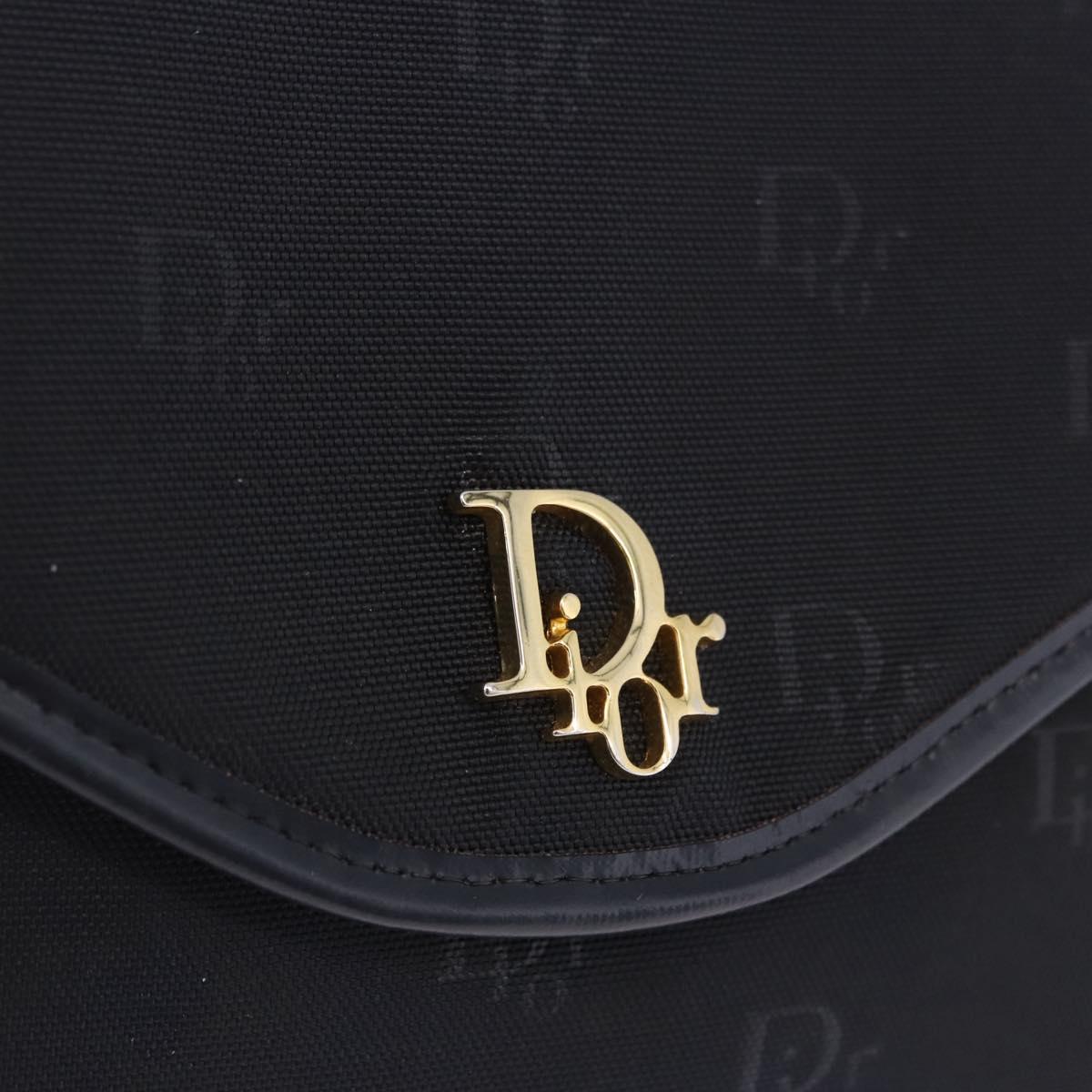 Christian Dior Chain Shoulder Bag Canvas Black Gold Tone Auth ka6175
