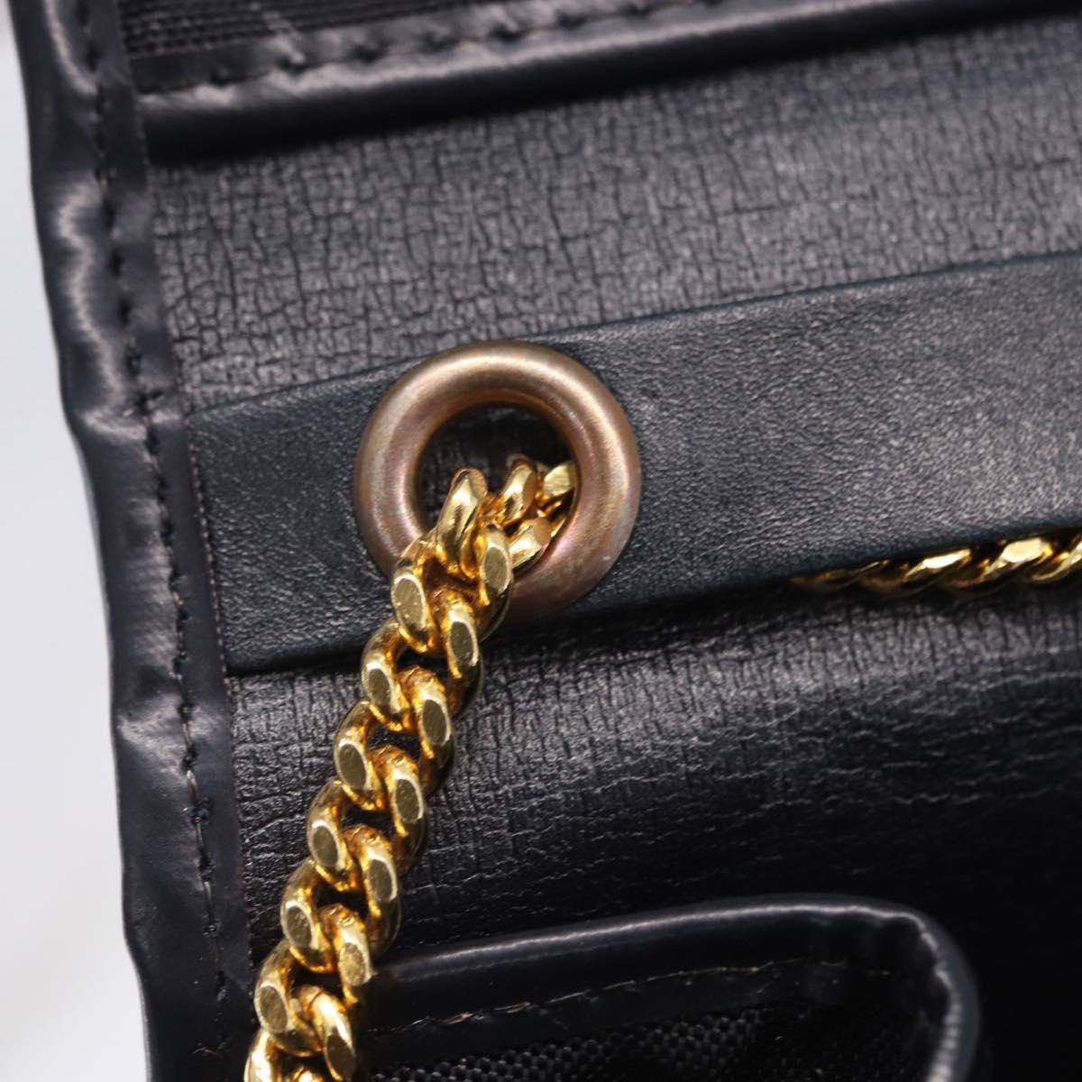 Christian Dior Chain Shoulder Bag Canvas Black Gold Tone Auth ka6175