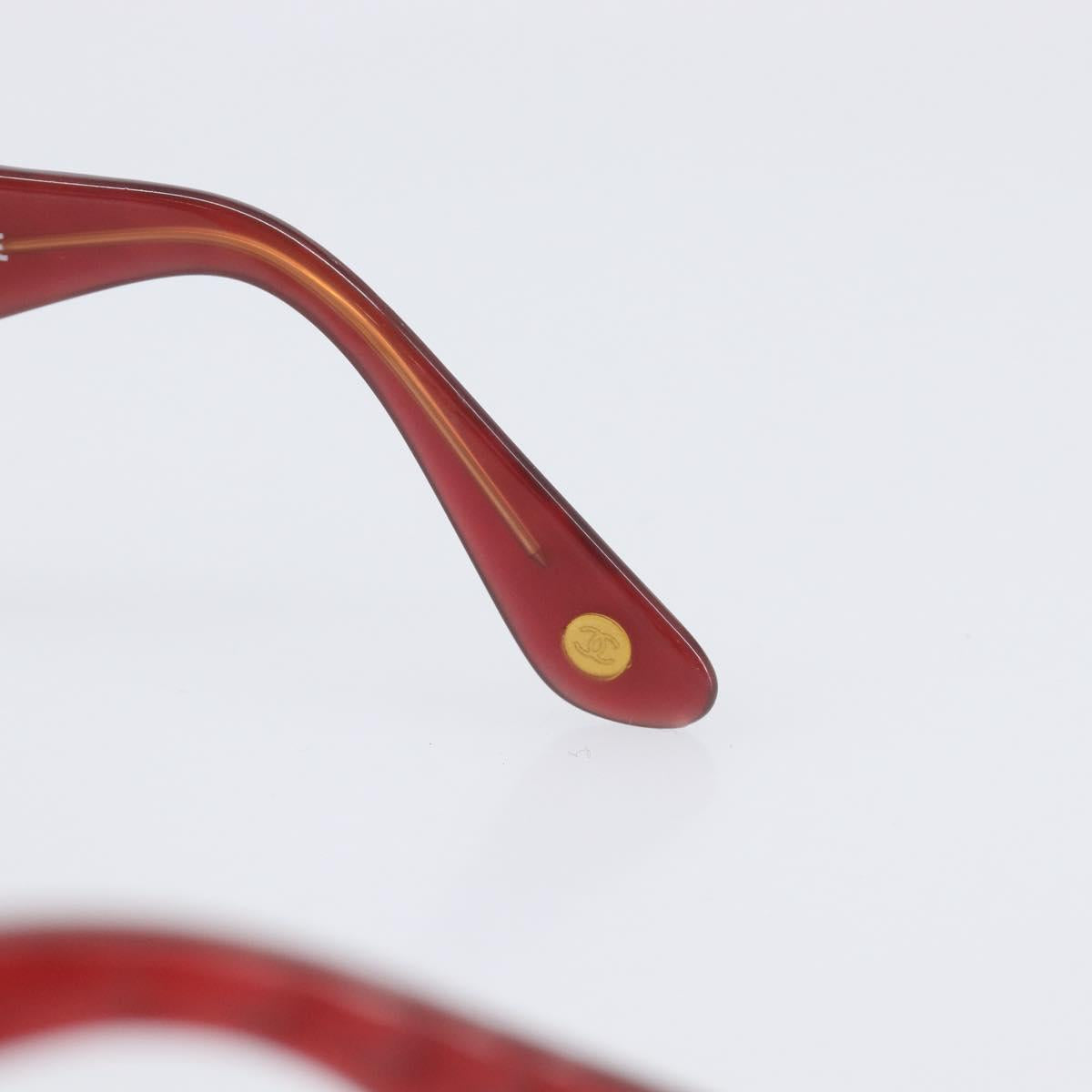 CHANEL Sunglasses Plastic Red Gold Tone CC Auth ka6179