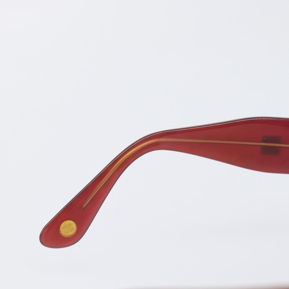 CHANEL Sunglasses Plastic Red Gold Tone CC Auth ka6179