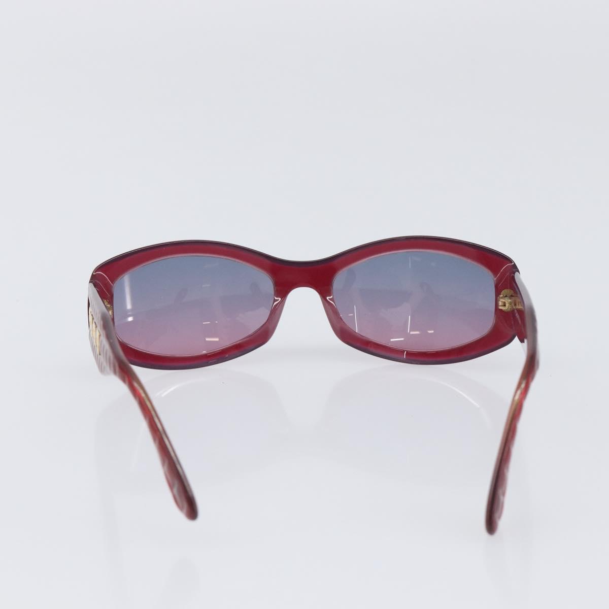 CHANEL Sunglasses Plastic Red Gold Tone CC Auth ka6179