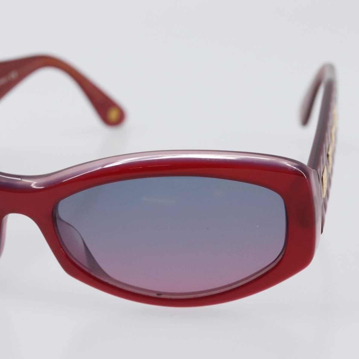 CHANEL Sunglasses Plastic Red Gold Tone CC Auth ka6179
