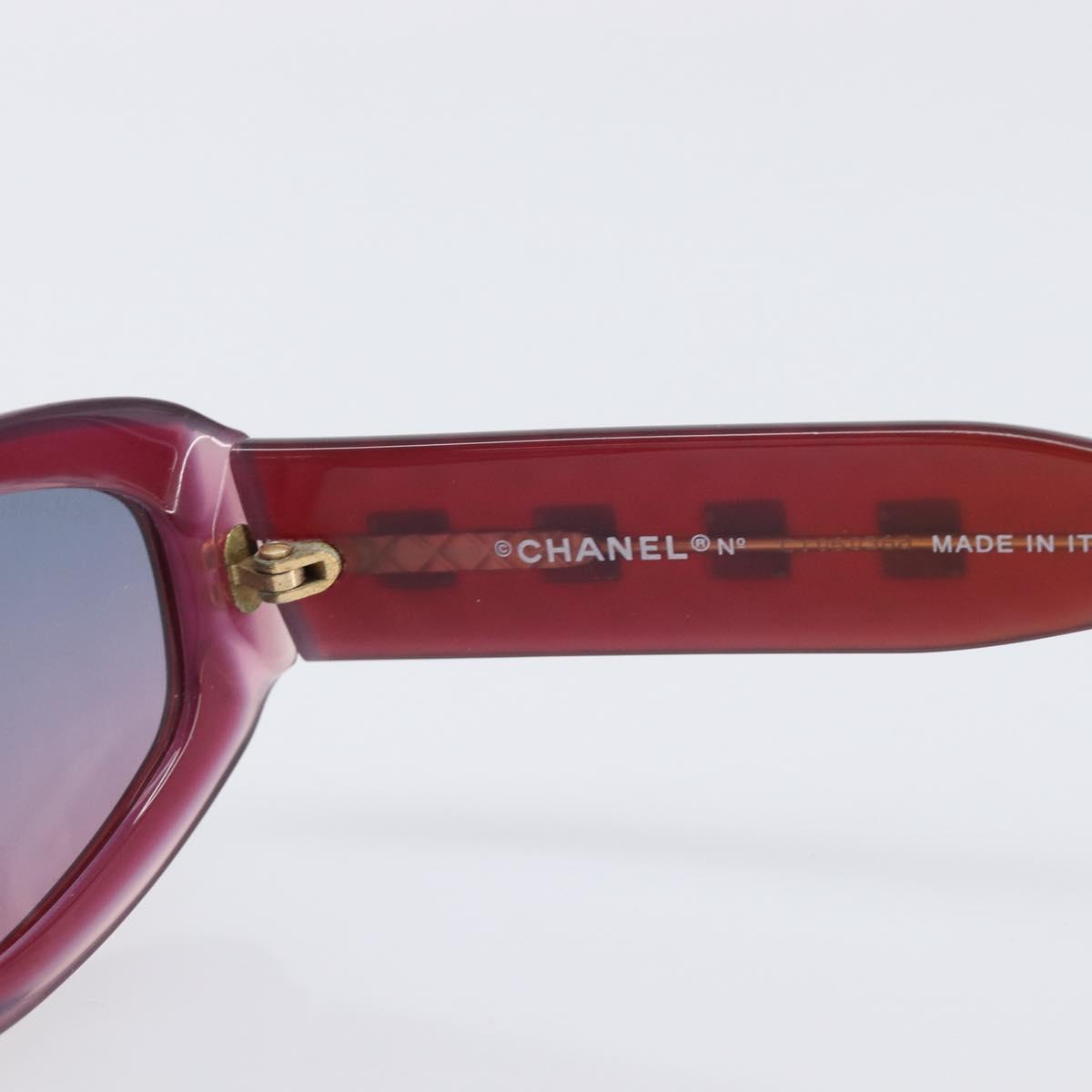 CHANEL Sunglasses Plastic Red Gold Tone CC Auth ka6179