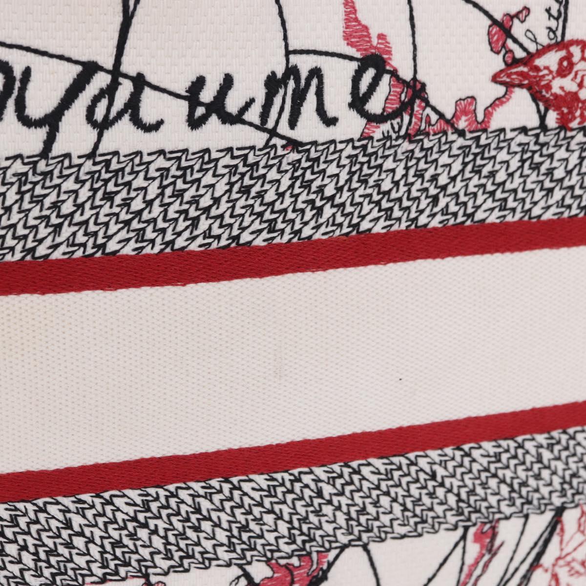Christian Dior Book Tote Canvas White Red Auth ka6183V