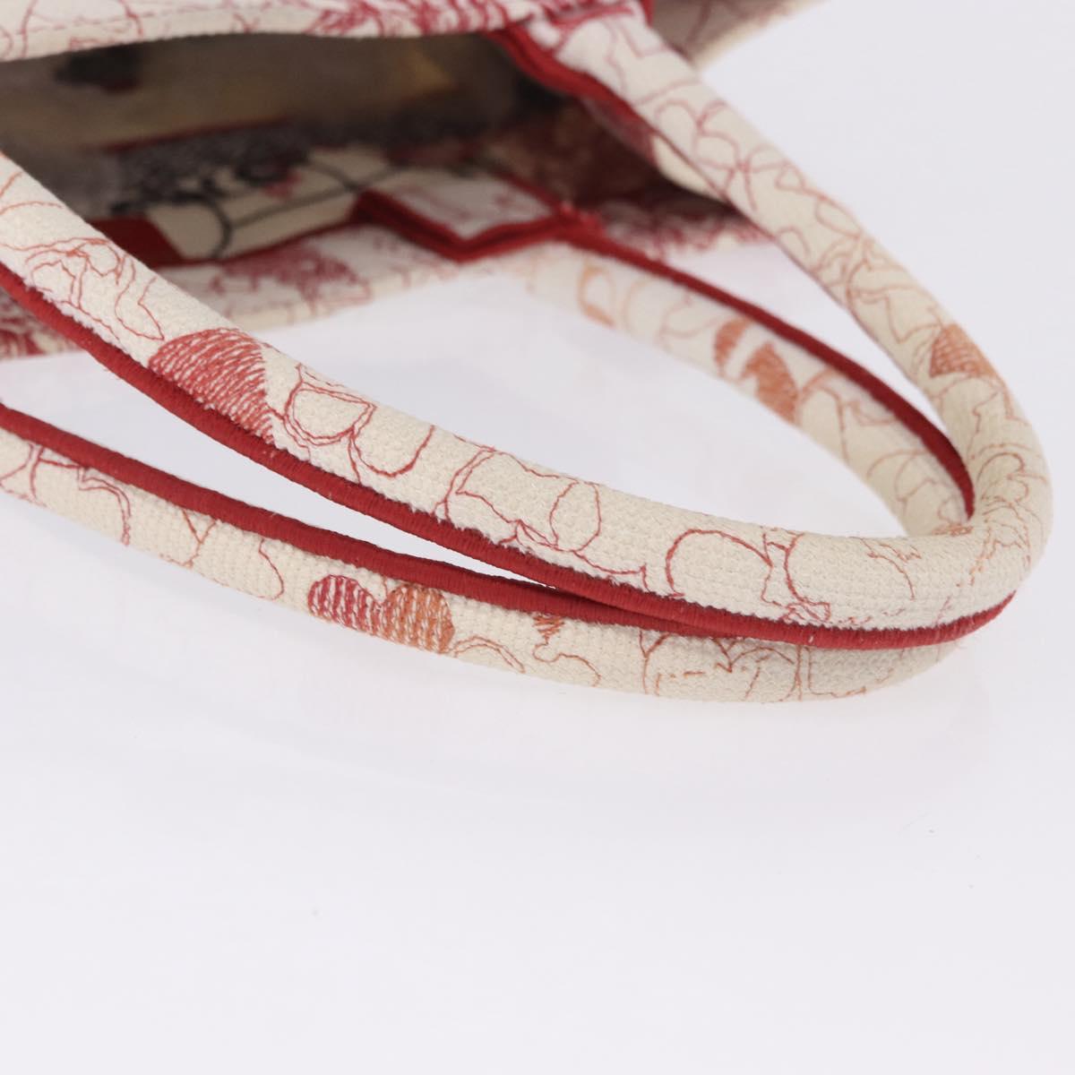 Christian Dior Book Tote Canvas White Red Auth ka6183V