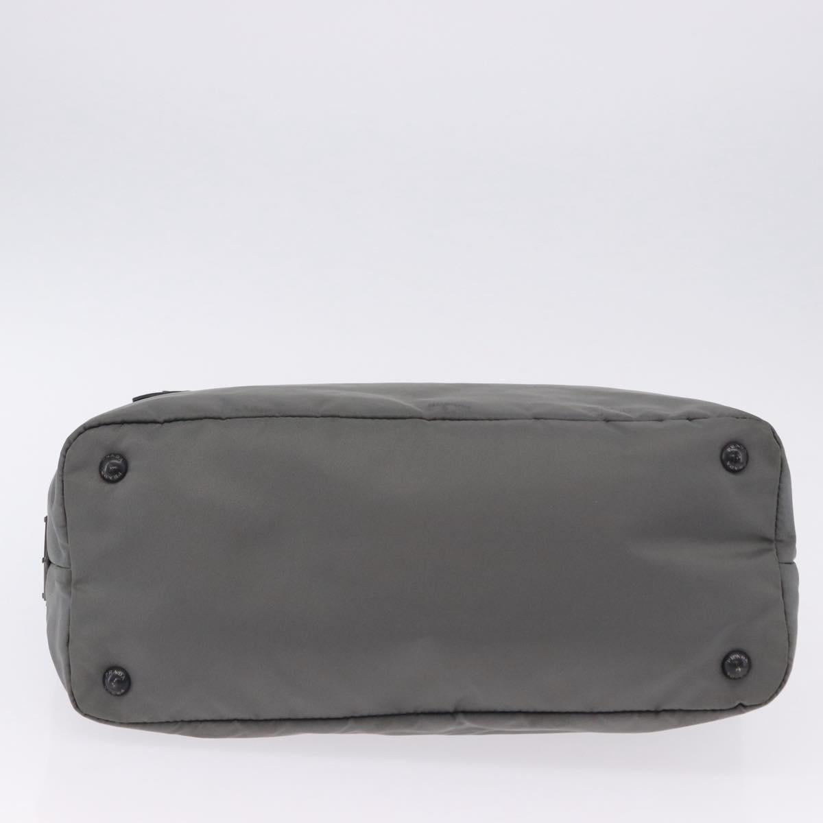 PRADA Hand Bag Nylon Gray Silver Auth ka6185A