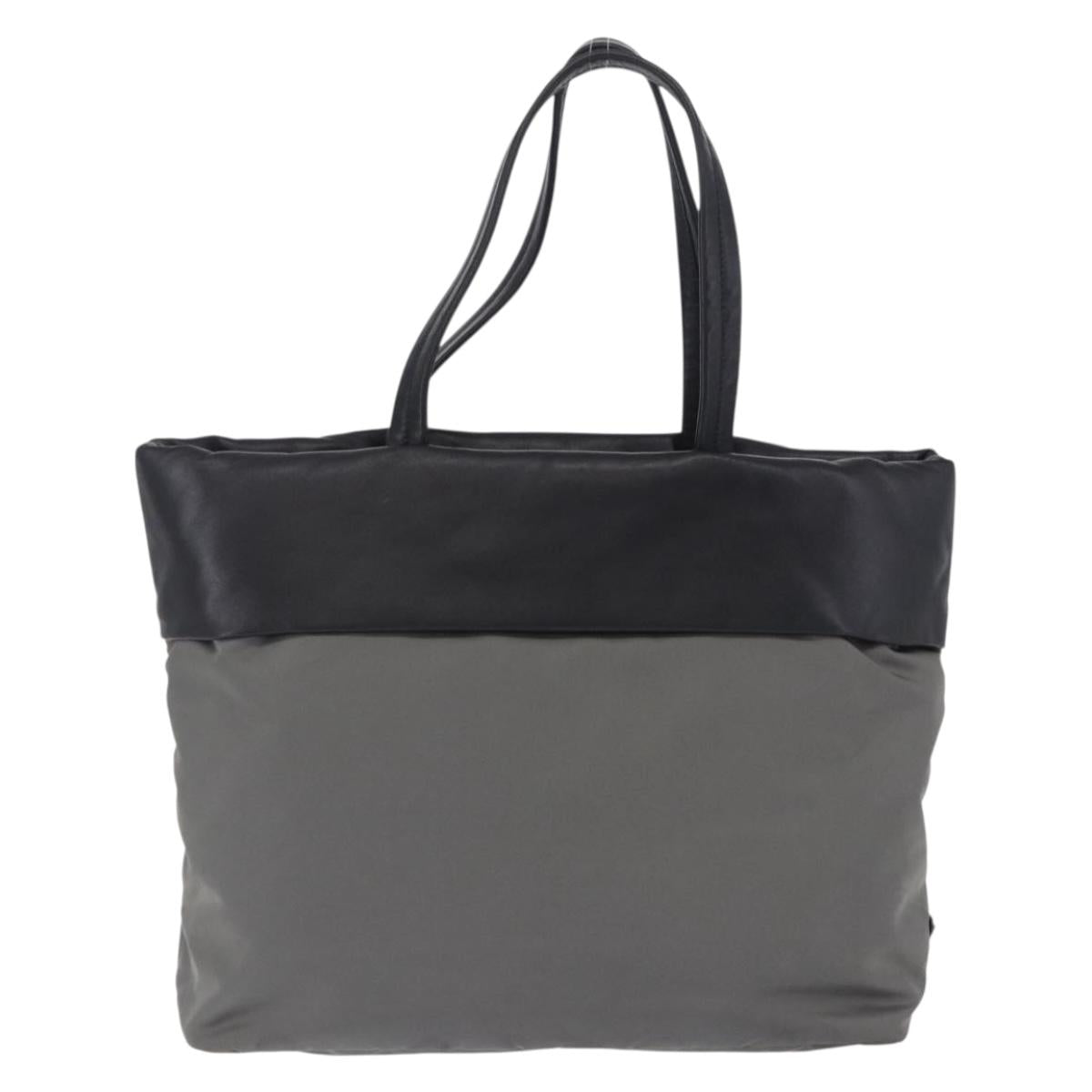 PRADA Hand Bag Nylon Gray Silver Auth ka6185A