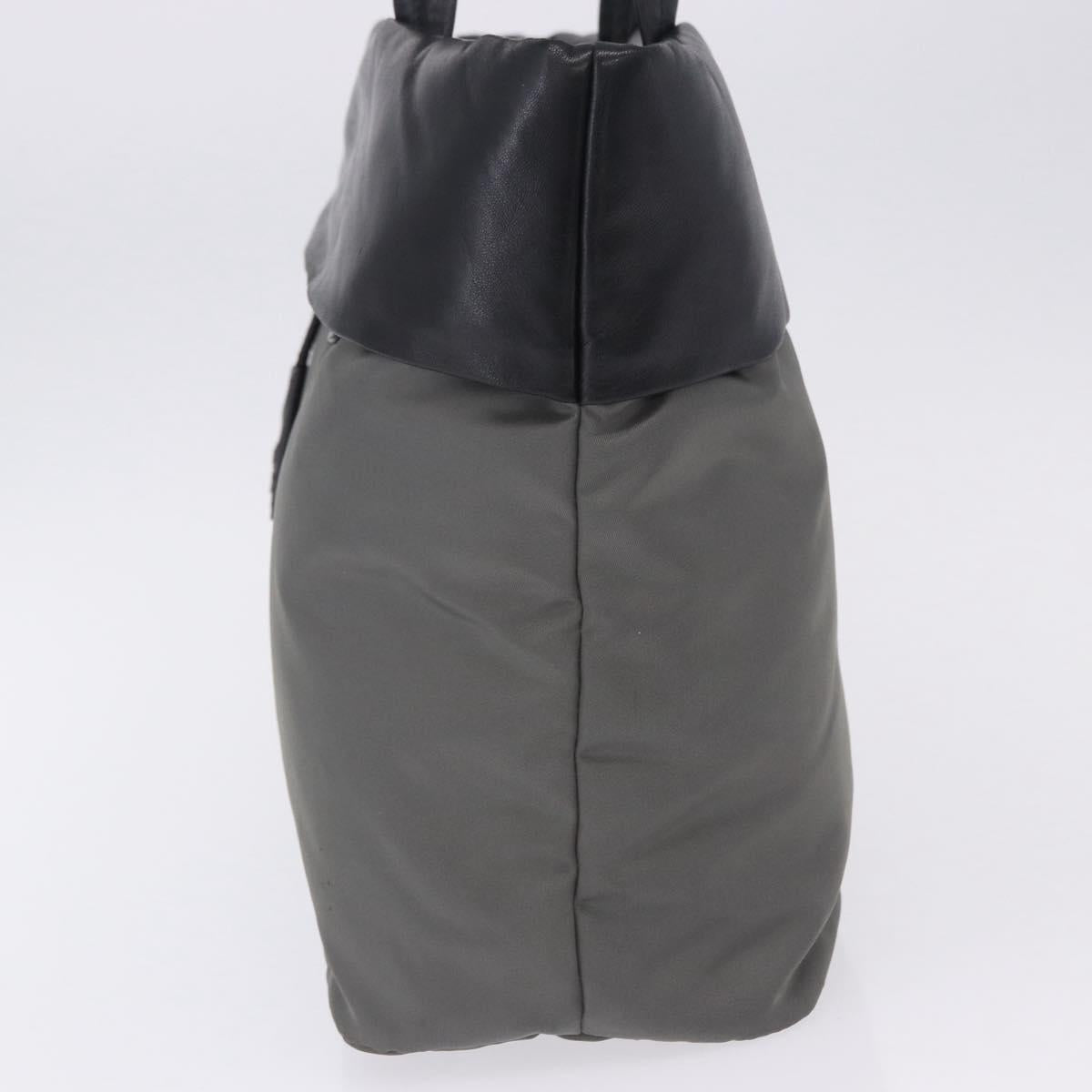 PRADA Hand Bag Nylon Gray Silver Auth ka6185A