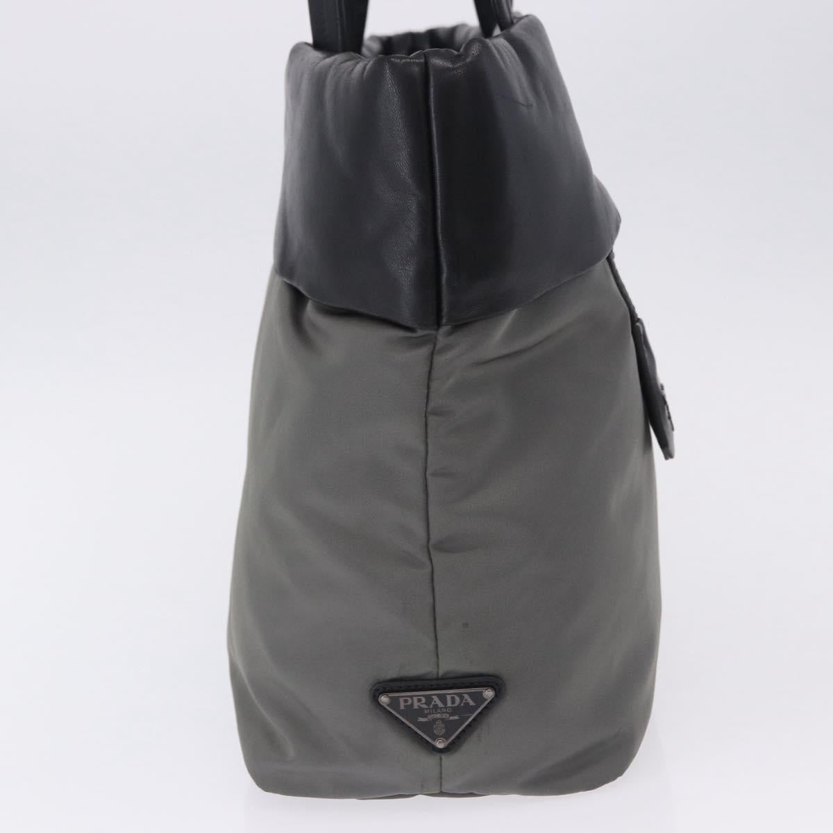 PRADA Hand Bag Nylon Gray Silver Auth ka6185A