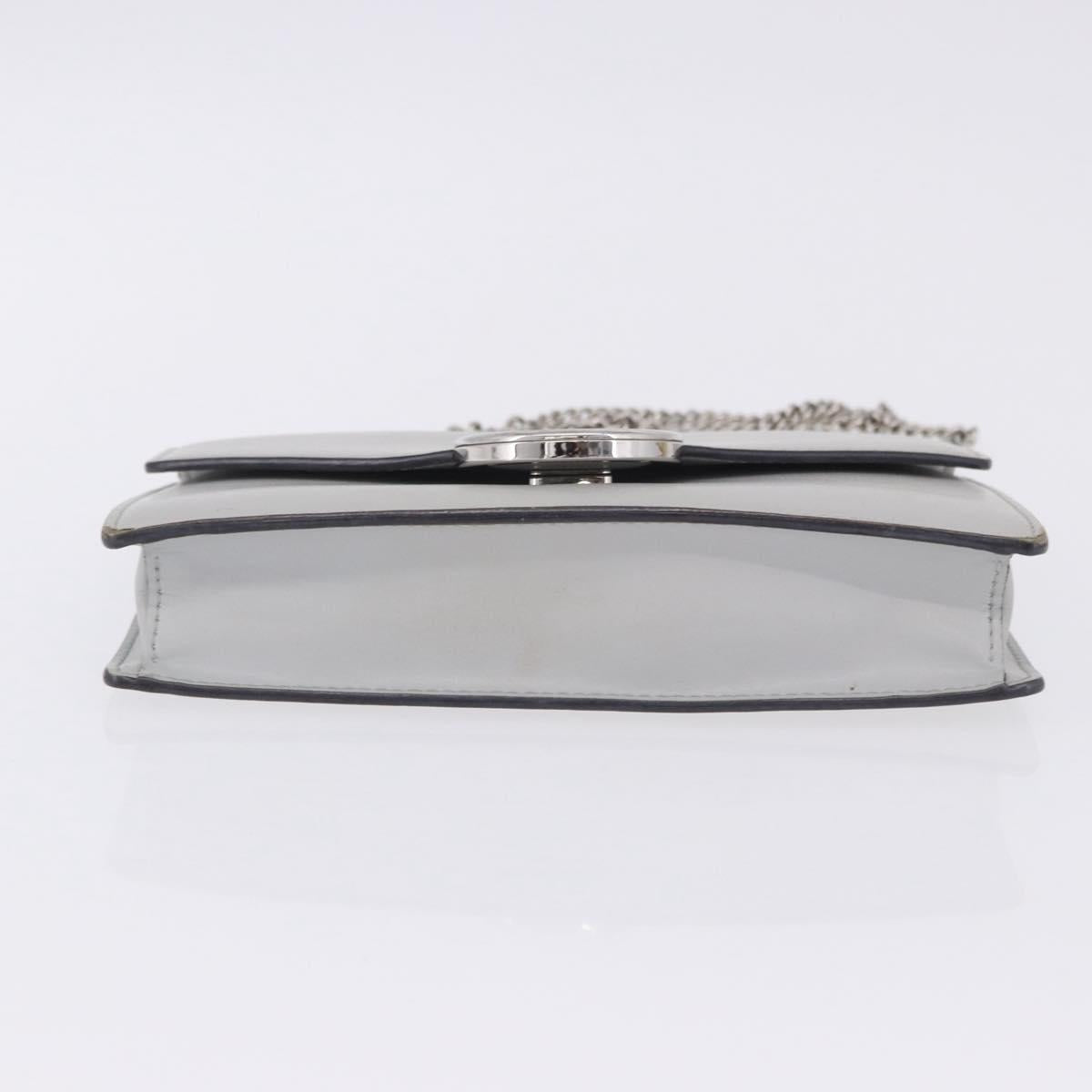 FENDI F is Fendi Chain Shoulder Wallet Leather Gray Silver 8BS006 Auth ka6188A