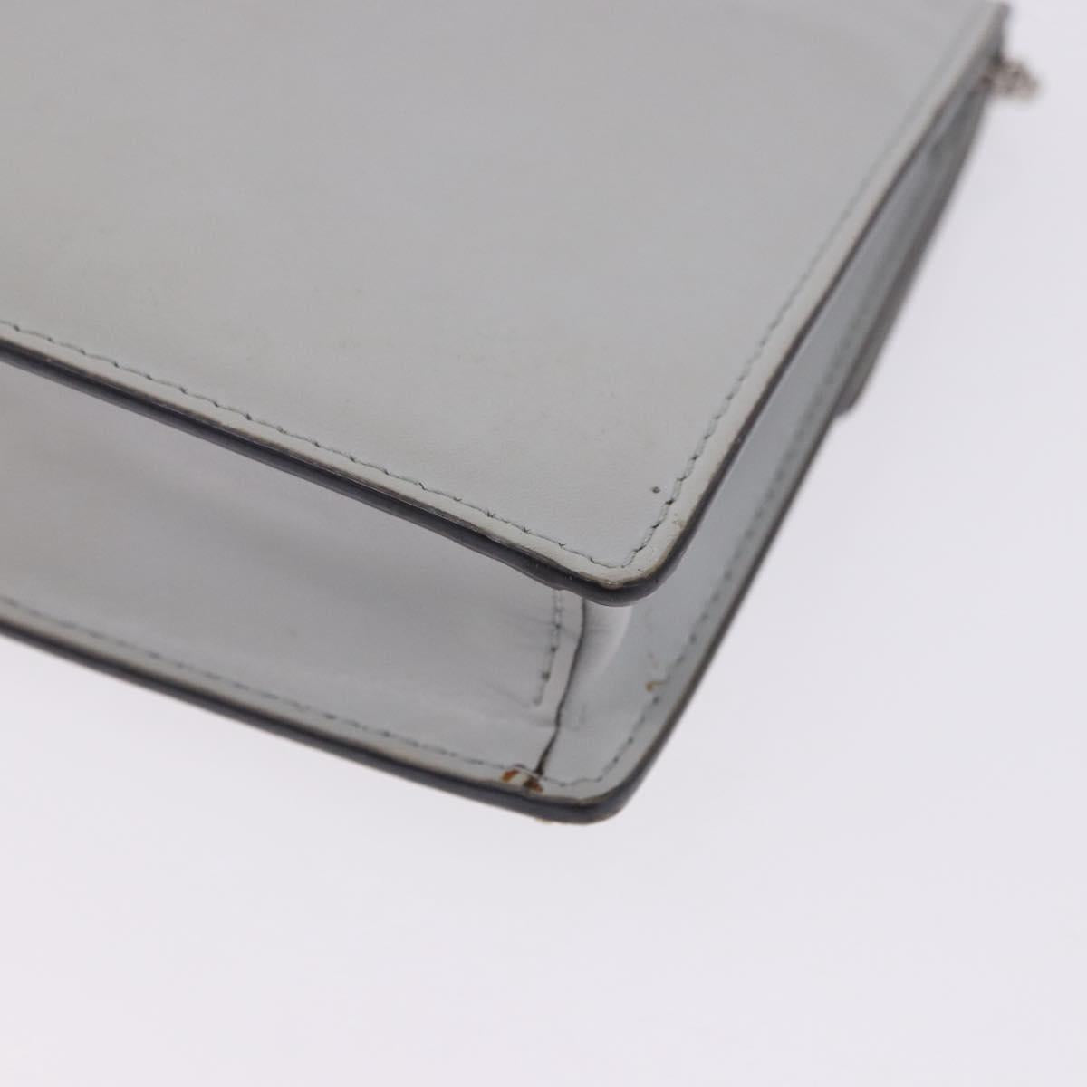 FENDI F is Fendi Chain Shoulder Wallet Leather Gray Silver 8BS006 Auth ka6188A