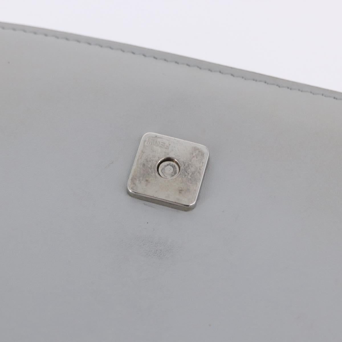 FENDI F is Fendi Chain Shoulder Wallet Leather Gray Silver 8BS006 Auth ka6188A