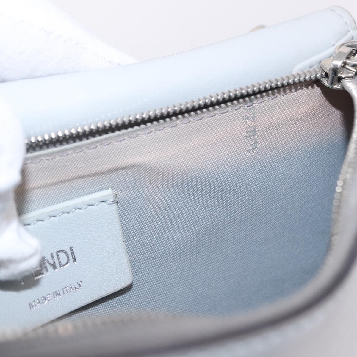 FENDI F is Fendi Chain Shoulder Wallet Leather Gray Silver 8BS006 Auth ka6188A