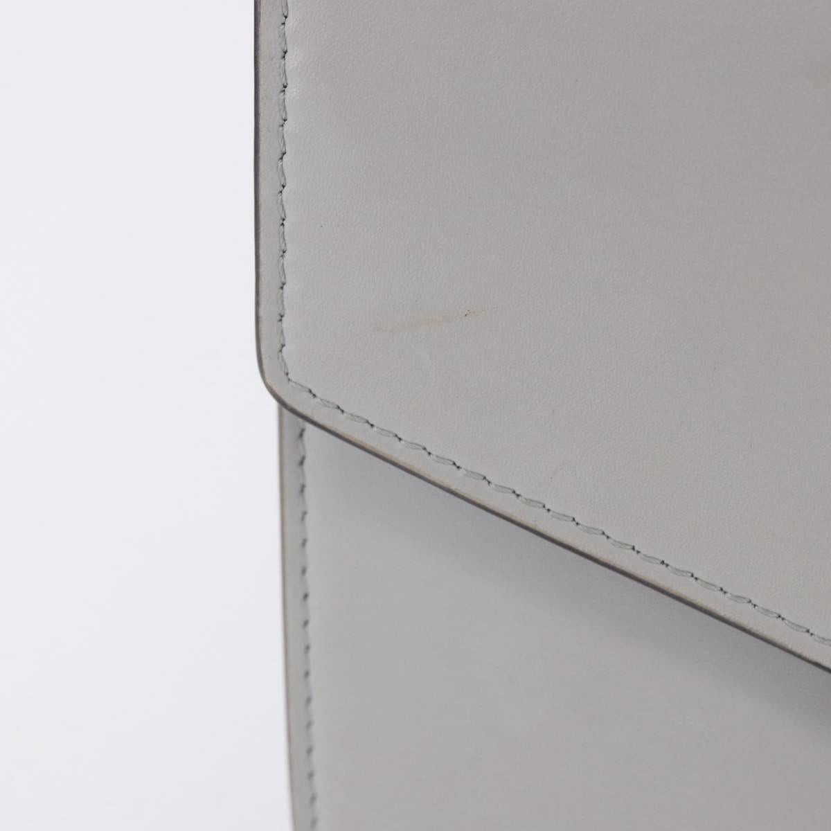 FENDI F is Fendi Chain Shoulder Wallet Leather Gray Silver 8BS006 Auth ka6188A