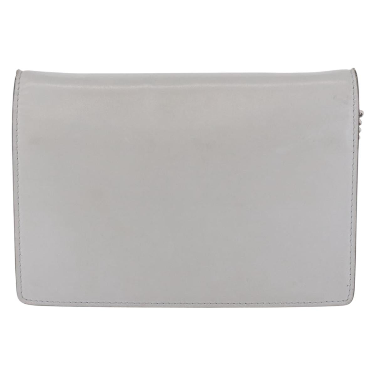 FENDI F is Fendi Chain Shoulder Wallet Leather Gray Silver 8BS006 Auth ka6188A