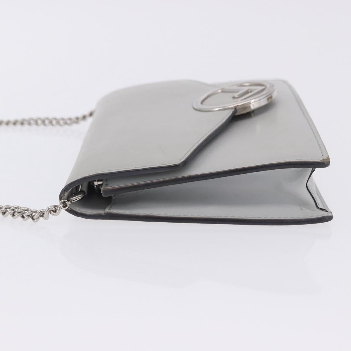 FENDI F is Fendi Chain Shoulder Wallet Leather Gray Silver 8BS006 Auth ka6188A