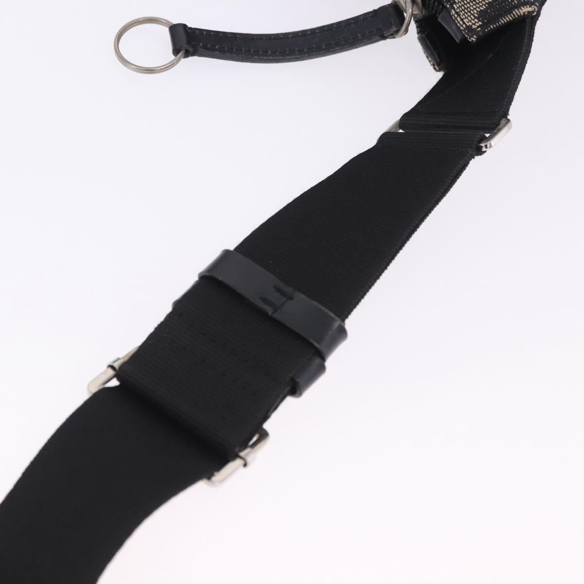 Christian Dior Trotter Canvas Shoulder Bag Black Silver Auth ka6191