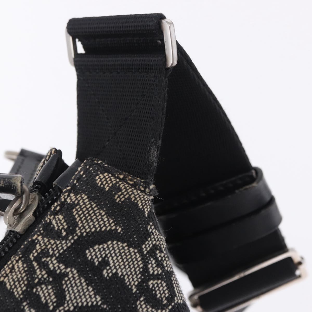 Christian Dior Trotter Canvas Shoulder Bag Black Silver Auth ka6191