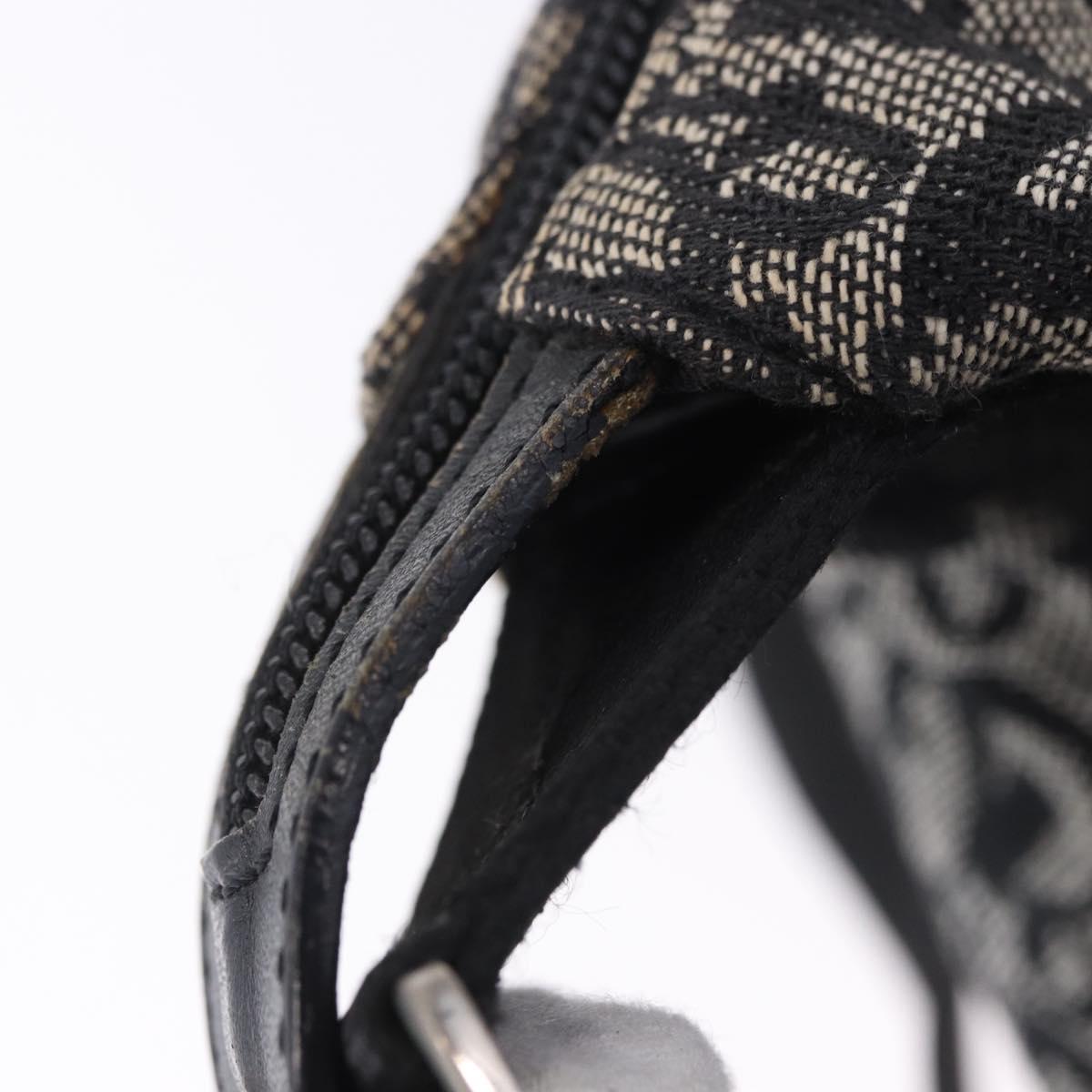 Christian Dior Trotter Canvas Shoulder Bag Black Silver Auth ka6191
